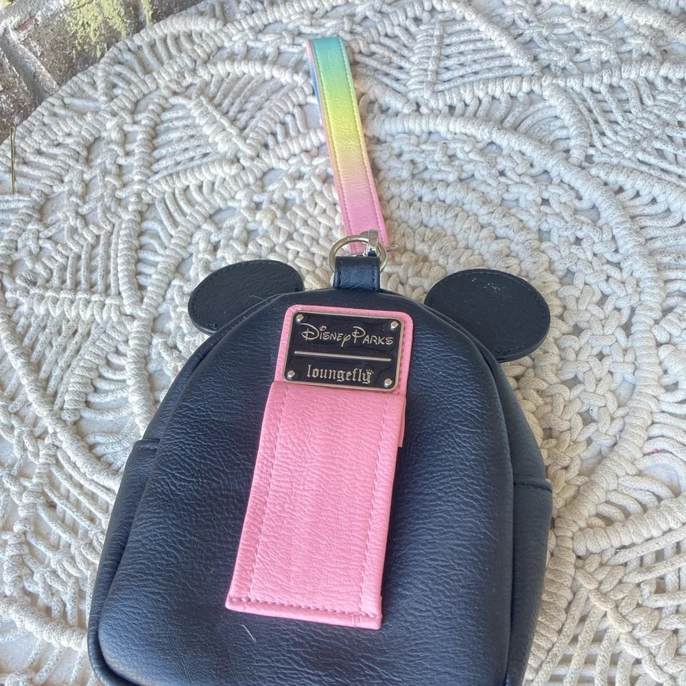 Disney Parks Loungefly Minnie Mouse sequined mini backpack wristlet
